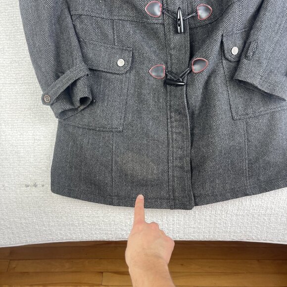 Coogi Coat Women XL Black Faux Fur Removable Hood Parka Jacket Anorak *READ* - Picture 7 of 16